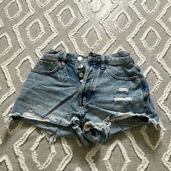 Pacsun vintage high rise size 23 jean shorts fly button A309 - Picture 1 of 4